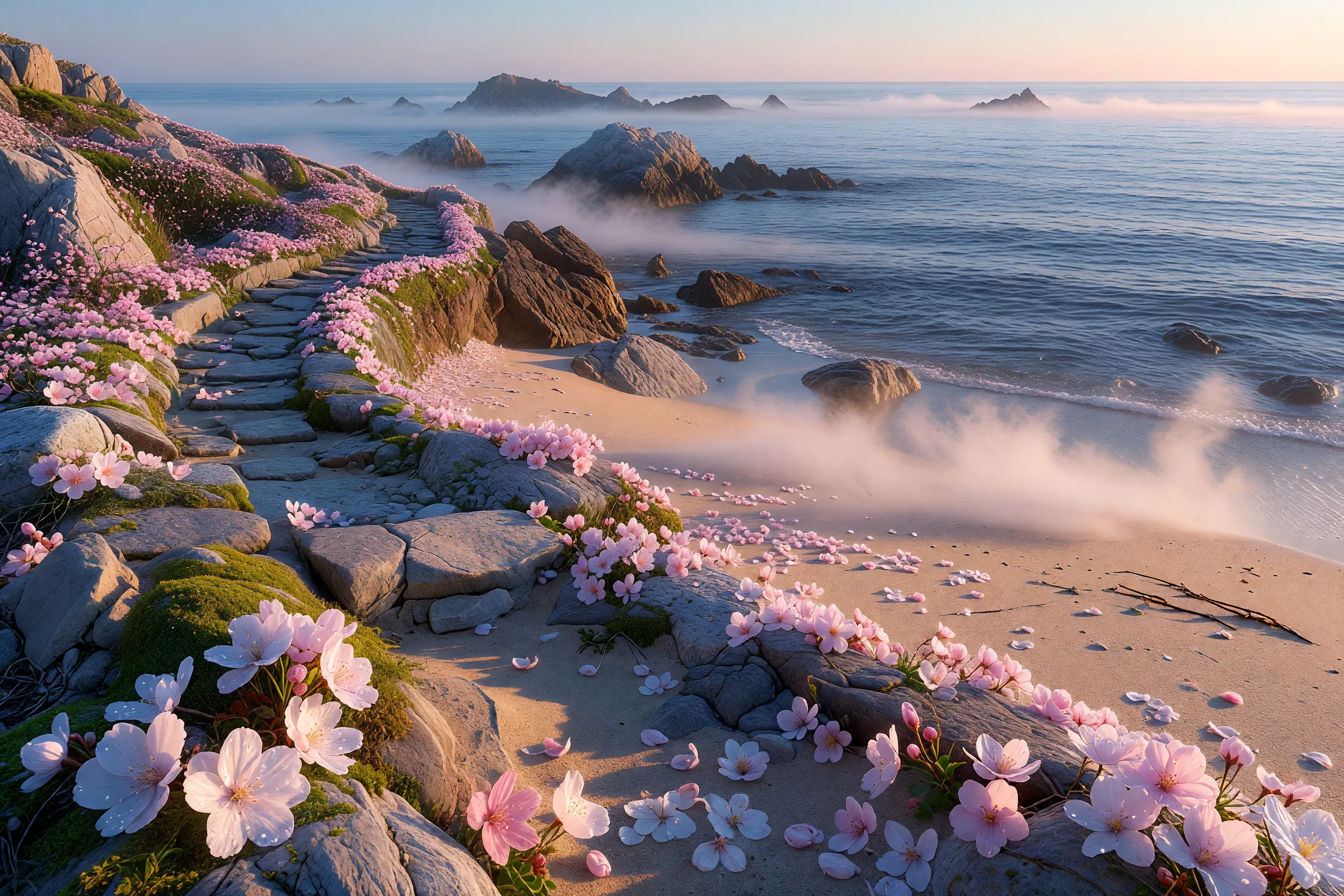 海岸沿いに咲く春の花